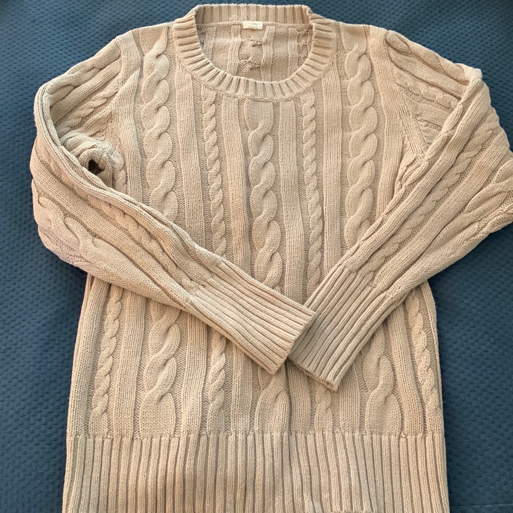 Jcrew tan cable knit sweater